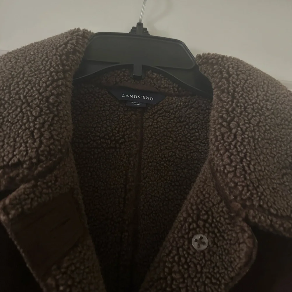 Lands' End Dark chocolate Brown Teddy Jacket - Picture 2 of 4